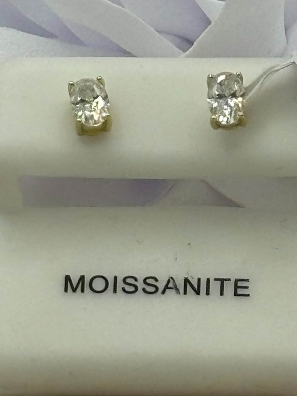 NWT Yellow Gold Over 925 Sterling Silver Oval Moissanite Stud Earrings